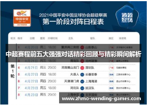 中超赛程前五大强强对话精彩回顾与精彩瞬间解析